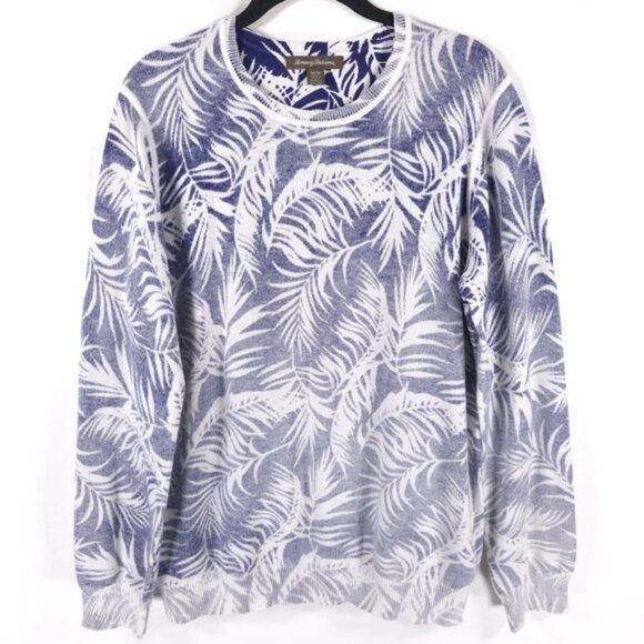 Tommy Bahama Women’s Blue Tropical Coastal Shores Sweater Reverse Print MEDIUM